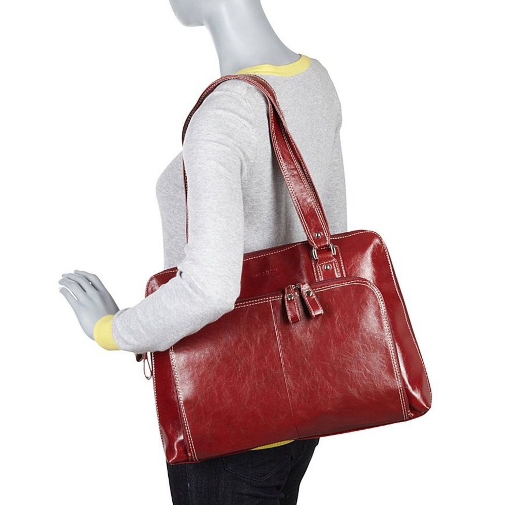 NWOT SAMSONITE Red Laptop Tote Work Carryall Teacher Bag Travel Vegan Fits 16.5” - Picture 3 of 16